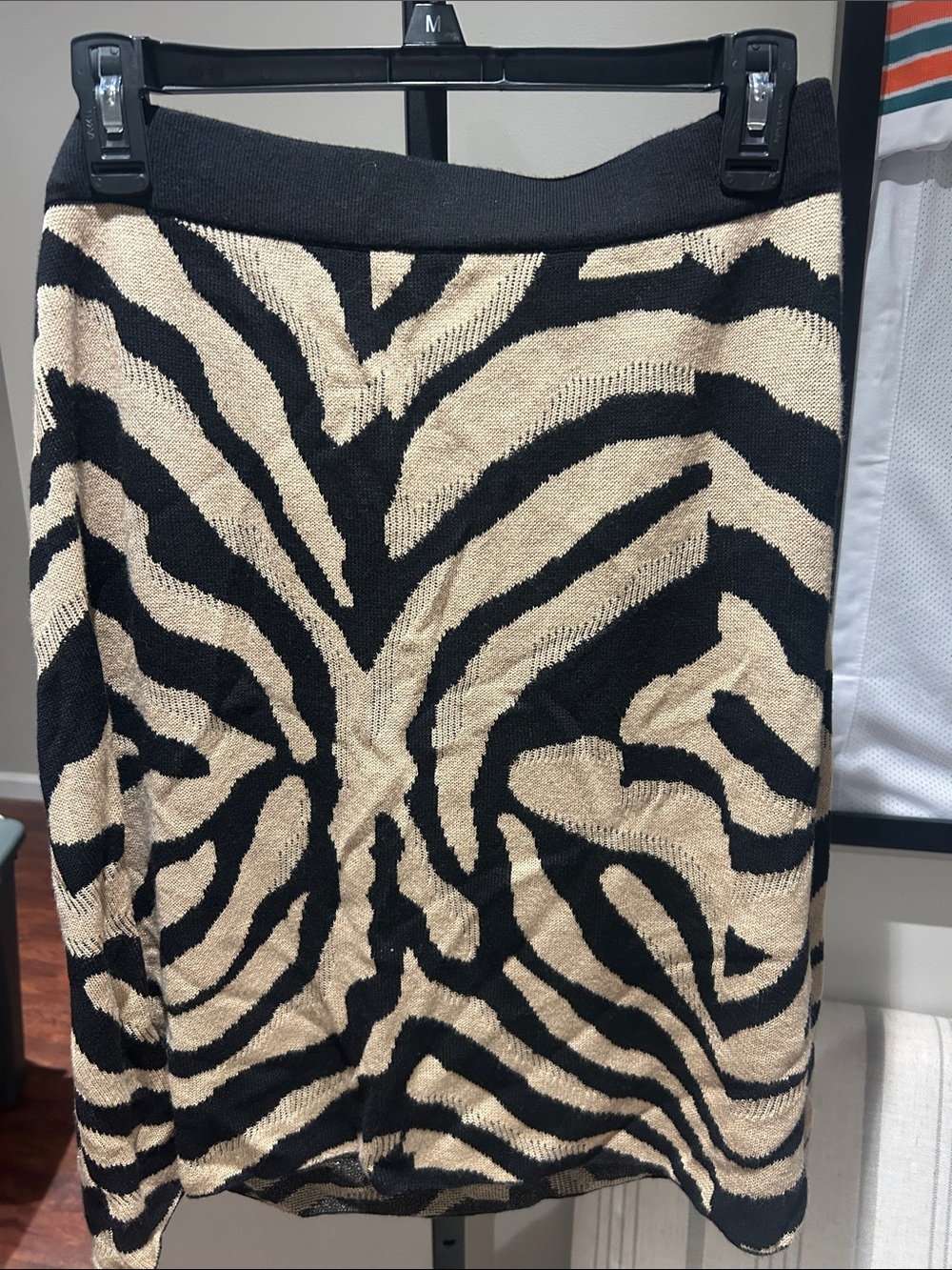 Nic & Zoe Black and Tan Zebra Print Knit Skirt